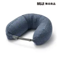 在飛比找momo購物網優惠-【MUJI 無印良品】微粒貼身靠枕 雜深藍×灰.約16x64