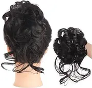 Claw Clip Messy Bun Curly Hair Scrunchies Extension 1PCS Synthetic Wavy Hairpieces in Dish Chignon for Women Tousled Hairpiece (Color : SW2)