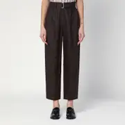 [Brunello Cucinelli] Linen trousers with brown belt 40 IT Brown
