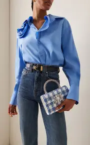[Roger Vivier] St. Pearl Crystal-Embellished Tweed Envelope Bag
