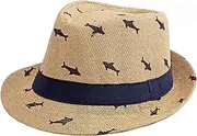 [NICEYST] Kids Fedora Straw Sun Hat Classic Short Brim Floppy Summer Hat Beach Cap for Boys Girls Khaki, Khaki, One Size