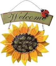 Iron Sunflower Welcome Sign for Front Door Sunflower Welcome Door Hanger Decor with Wire Metal Hanging Welcome Sign for Porch Patio Garden Decoration/643