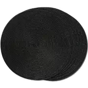 Round Braided Placemats Set of 6 Place Mats for Dining Table Woven Washable N...