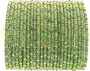[Tongari] Multicolor Metal bangles/kada Set wrapped in Silk Thread & golden dots for Women & Girls (24 Pcs) {}