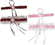 [VALICLUD] 2 Pairs Bow Wedding Garters Ankle Pant Garters Bridal Garters Sleeve Garters Blue Wedding Garters for Bride Leg Garters Wedding Accessories Garters Lace