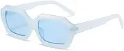[Sibeg] Polygon Rectangle Sunglasses for Women 2024 New Retro Square Sun Glasses Men Classic White Shades UV400(Color:Blue)