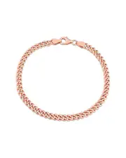 18K Rose Gold Over Italian Silver Curb Link Chain Bracelet