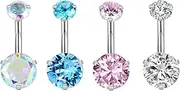Yjbglrygf 14G Clicker Belly Button Ring 10MM/12MM Surgical Stainless Steel Hinged Belly Button Rings Belly Barbell Piercing Navel Barbell Body Jewelry