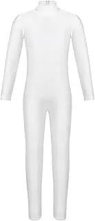 [Riismen] Kids Girls Classic Gymnastics Leotard Long Sleeve Zipper Unitard Catsuit Full Length Ballet Jumpsuit