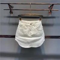 在飛比找ETMall東森購物網優惠-韓版白色牛仔裙女夏季2023新款高腰顯瘦包臀短裙褲A字半身裙