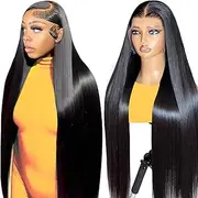 28 Inch Wig for Women Natural Brazilian Straight HD Lace Front Human Hair 13 x 4 cm HD Lace Front Human Hair 180 Density Women's Wig Natural Glueless