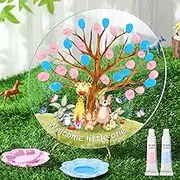 Pasimy Gender Reveal Fingerprint Tree Boy or Girl Party Ideas Baby Shower Guest Book Party Game Gender Reveal Party Supplies for Baby Shower Guess Gender He or She Party Keepsake(Animal)