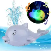 Nevenka 2 in 1 Dolphin Bath Toys Automatic Spray Water with Light Music for Boys Girls-Gray