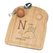 Letter N Is For Narwhal Breakfast Dippy Egg Cup Board Funny Unicorn