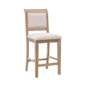 Linon Home Decor Bar Stool High Back Wood W/ Fabric Seat Foot Rest 26" Natural