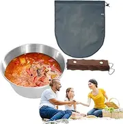 Stainless Steel Camping Bowl with Handle - Camping Bowl Cup - 2000ml Mixing Dinnerware Serveware, Large Capacity Hiking Soup Dish, Outdoor Picnic Dishes Portable Tableware