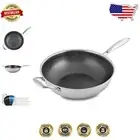 Versatile 5-Quart Hybrid Stainless Steel Wok with Ergonomic Handle & Nonstick