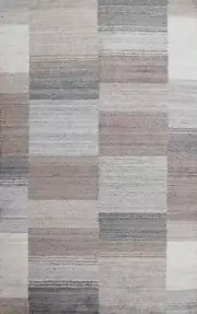 Contemporary Checked Gabbeh Plush Wool Area Rug 5x7 ft Hand-knotted Foyer Carpet