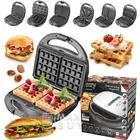Walnut Cookie Maker Baker 6 in 1 Sandwich Maker Waffle Iron Panini Camry US Plug
