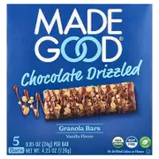 MadeGood, Granola Bars, Chocolate Drizzled, Vanilla, 5 Bars, 0.85 oz (24 g) Each