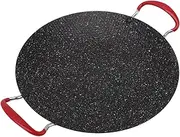 Korean BBQ Grill, Non Stick Camping Grill Plate Versatility Stove Iron Plate with Anti Scalding Handle Round Frying Plate Flat Pans for Baking, Grill, BBQ, Stove Oven (30cm)