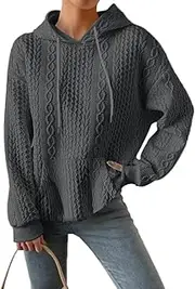 [WROLEM] Women's Hoodie Loose Drawstring Sweatshirt with Pockets Casual Pullover Tops