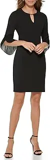 [DKNY] Women's Sheath with 3/4 Chiffon Sleeve Dress