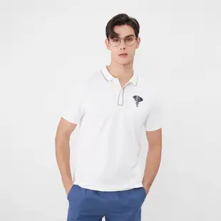 GIORDANO 男裝彈力刺繡POLO衫 - 77 標誌白