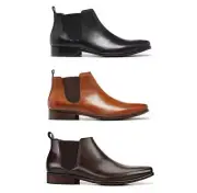 Mens Julius Marlow Kick Work Leather Brown Black Mocha Men's Slip On Shoes Boots