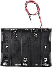 Mellisso 5 x 1.5V AA Battery Slot Holder Case Box Wire Black