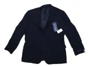 Stafford Black Coolmax Classic Fit Wool Blend 2 Button Sports Coat Blazer 46R