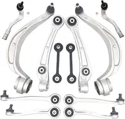 12pcs Front Upper Lower Control Arm Outer Tie Rod Ball Joint Kits Compatible For Audi A4 A5 Quattro S4 S5 Q5 2008 2009 2010