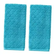 Ocean Watercolor Scales Hand Towel, Blue (2-Pack)