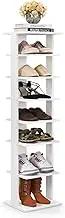 Costway 8-Tier Vertical Shoe Rack, Narrow Shoe Storage Organizer with Removable Shelf for Boots, Space-Saving Shoe Stand with Anti-Tipping Kit for Narrow Corner, Entryway, Closet (White)