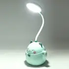 LED Table Lamp USB Charging Gooseneck Reading Light Pen Holder Decor(Green)