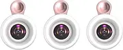 3X LED Phone Lens Selfie Ring Light Mobile Phone Fill Light HD Macro Dimmable Lamp Beauty Ringlight Rose Gold
