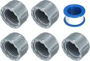 uxcell 5Pcs 1/2 Inch PT Female Thread PVC Pipe Fitting Cap, Cleanout Water Drain End Caps, Pipe Plug Socket Fittings with Tape for Water Heater Supply Lines, Plumbing, Gray