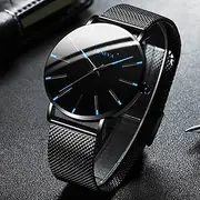 Geneva Quartz Watch for Men Minimalist Ultra Thin Stainless Steel Watch Stylish Men's Watch Business Casual Quartz Watch