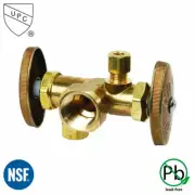 1/2 " FIP x 3/8 " Comp x 1/4 " Comp Dual Outlet & Dual Shut Off Multi Turn Angle