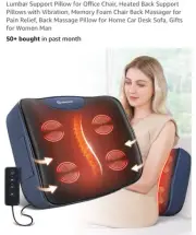 Heated Lumbar Support Pillow W/ Vibration Memory Foam Back Massager Pain Relief