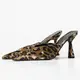 heels2023夏新款歐美風包頭V口女鞋 豹紋動物紋高跟鞋法式涼拖鞋