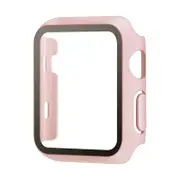 PC Full Cover Watch Case Tempered Screen Protector - For Apple iWatch 44mm (Pink)
