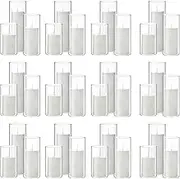 Set of 36 White Pillar Candles and 36 Glass Cylinder Vases Clear Cylinder Candle Holders for Slim Pillar Candles Wedding Centerpieces
