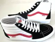 Vans Men's Skate Sk8-Hi Athletic Black Red White Canvas Suede Shoes Size 13 NIB