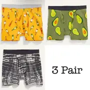 Old Navy Men's Medium ~ 3 Pair Boxer Briefs 6" Inseam Avocado Tie Dye Bottles