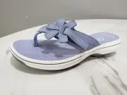 NEW CLARKS Girls Youth Brinkley Aria Blue Sandal Flip Flop CLOUDSTEPPERS Sz 12