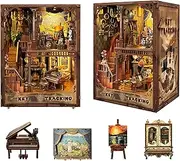 Joincon Book Nook Kit-DIY Dollhouse Kit Wooden Miniature Studio with Dust Cover Bookshelf Decor 3D Puzzle Book Nooks for Adults to Build Gift-Key Tracking (SQ-31)