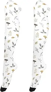 [Caihoyu] Women High Thigh Socks Comfortable Extra Long Soccer Socks Over Knee Thigh High Socks for Special Occasions Seamless Pattern Mushrooms Holly Berries, Seamless Pattern Mushrooms Holly Berries