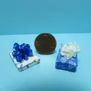 Dollhouse Miniature Christmas 2 Gift Wrapped with Bow Lights Snowflakes G1010-2