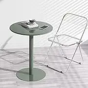 High Top Bar Table, Modern Bistro Dining Room Furniture, Small Modern Accent Nightstand Side Table Cocktail Bistro Table, Easy Assembly, Round Table, Green(40x50cm)